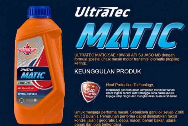 Federal Matic Ultratec 10W-30 Oli Special Untuk Motor Matik Lebih Dari 5 Tahun