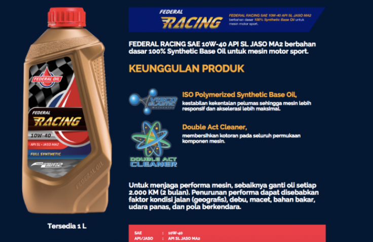 Federal Racing Pilihan Tepat Pengguna Motor Sport