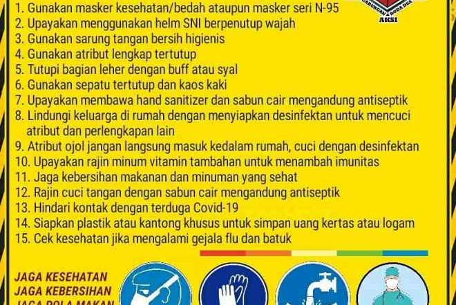 Antisipasi Penyebaran Virus Corona, Berikut 15 Protokol Kesehatan Untuk Ojol