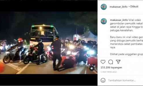 Viral Pemotor Ramai-ramai Terobos Pos Penyekatan Mudik di Karawang