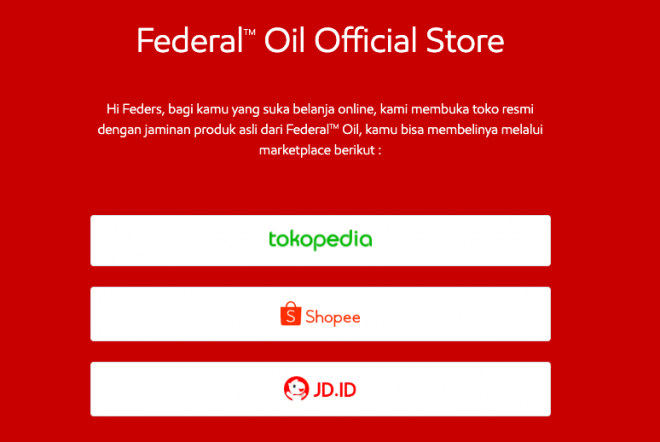 Berbelanja Produk Federal Oil™ Semakin Mudah Di Market Place Official Federal Oil™